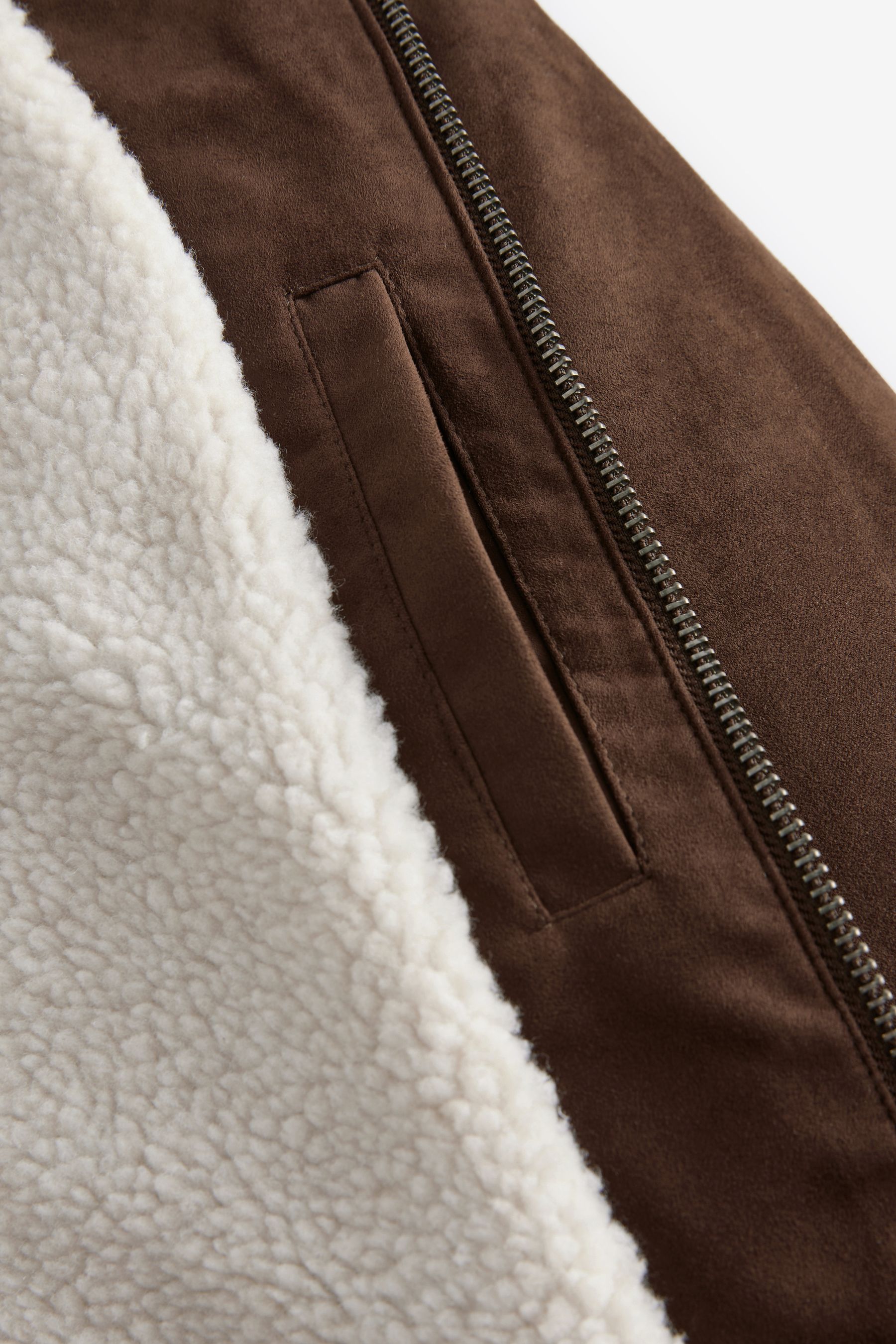 Premium faux suede borg lined biker jacket outlet