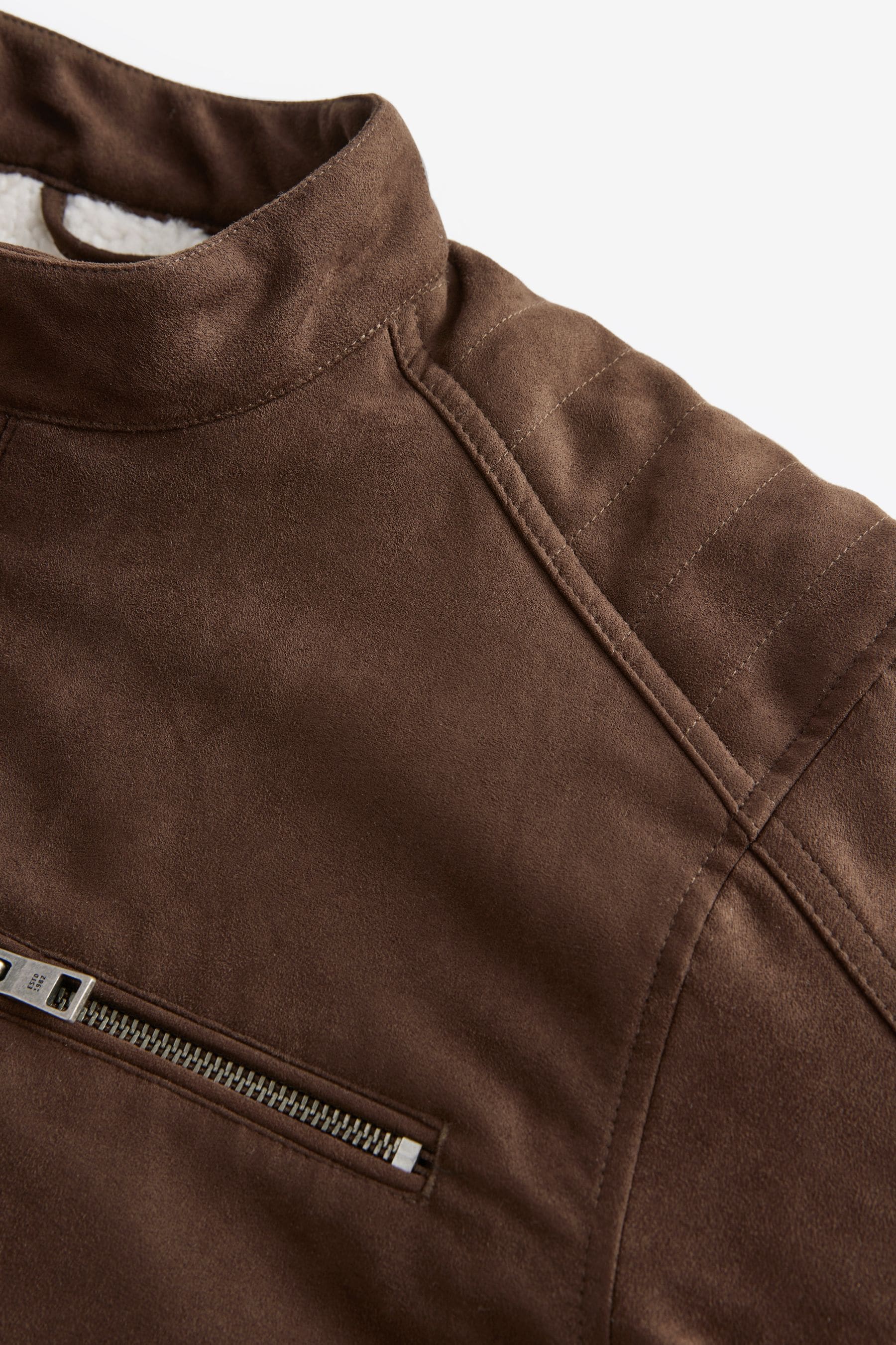 Premium faux suede borg lined biker jacket top
