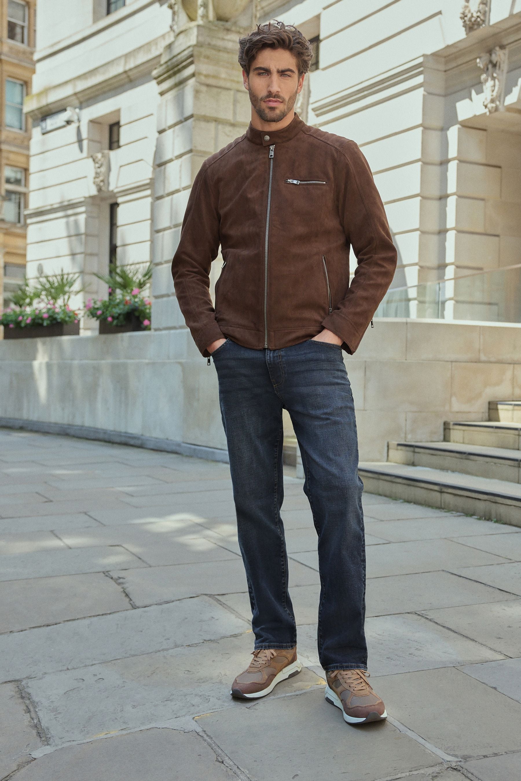 Borg lined leather jacket sale