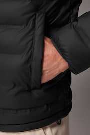 Black Rubberised Hooded Puffer Coat - Image 9 of 9