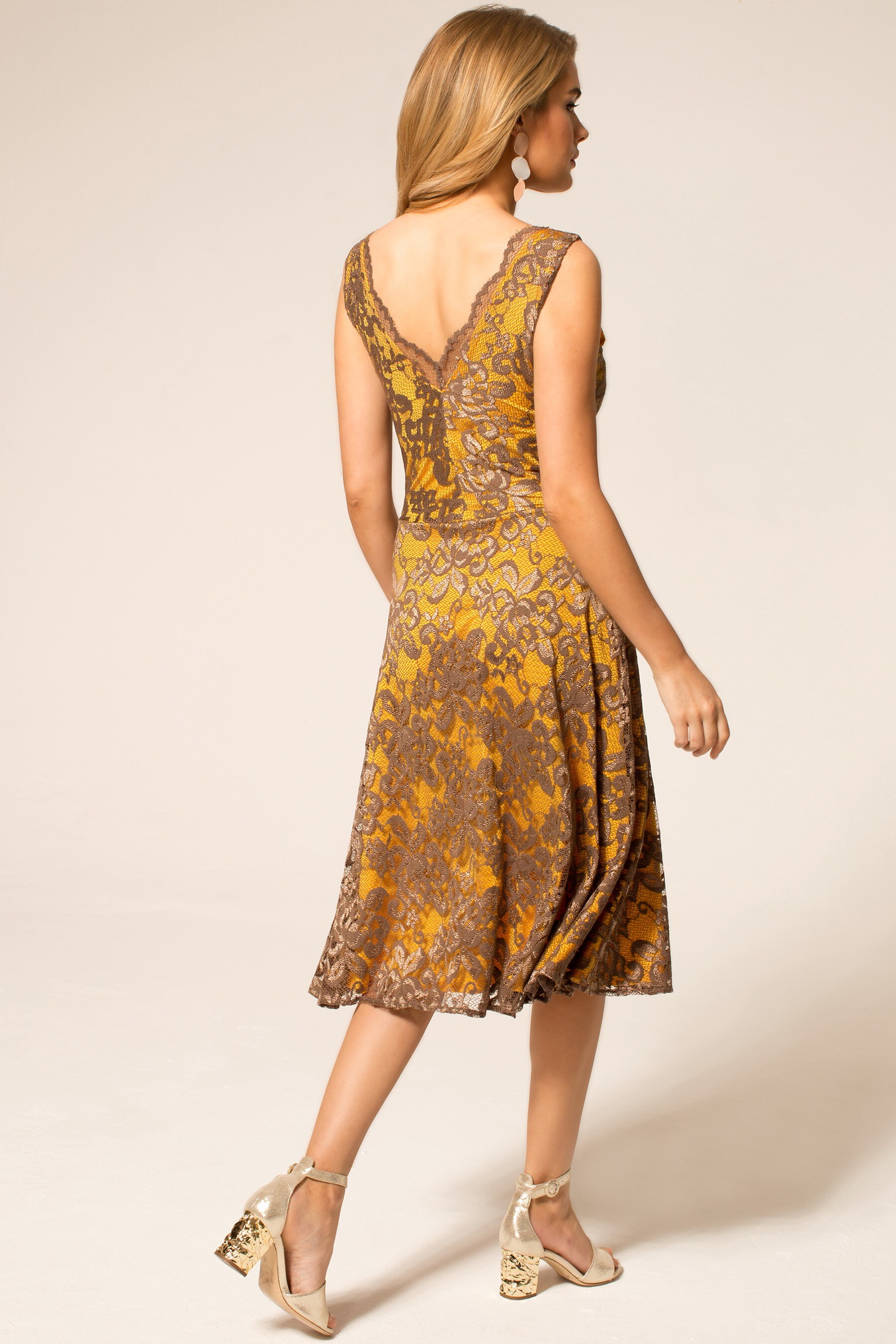 Lace mustard dress top