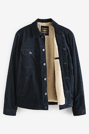 Navy Blue Cord Borg Lined Trucker Jacket - Image 10 of 11