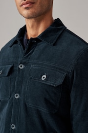 Navy Blue Cord Borg Lined Trucker Jacket - Image 4 of 11