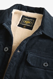 Navy Blue Cord Borg Lined Trucker Jacket - Image 6 of 11