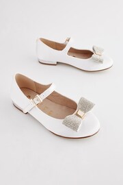 Baker by Ted Baker Girls Ivory Satin Shoes with Diamanté Bow - Image 1 of 6
