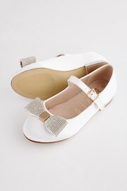 Baker by Ted Baker Girls Ivory Satin Shoes with Diamanté Bow - Image 3 of 6