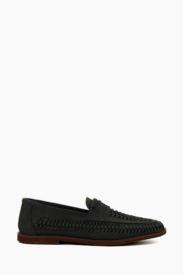 Dune London Blue Brickles Woven Moccasin