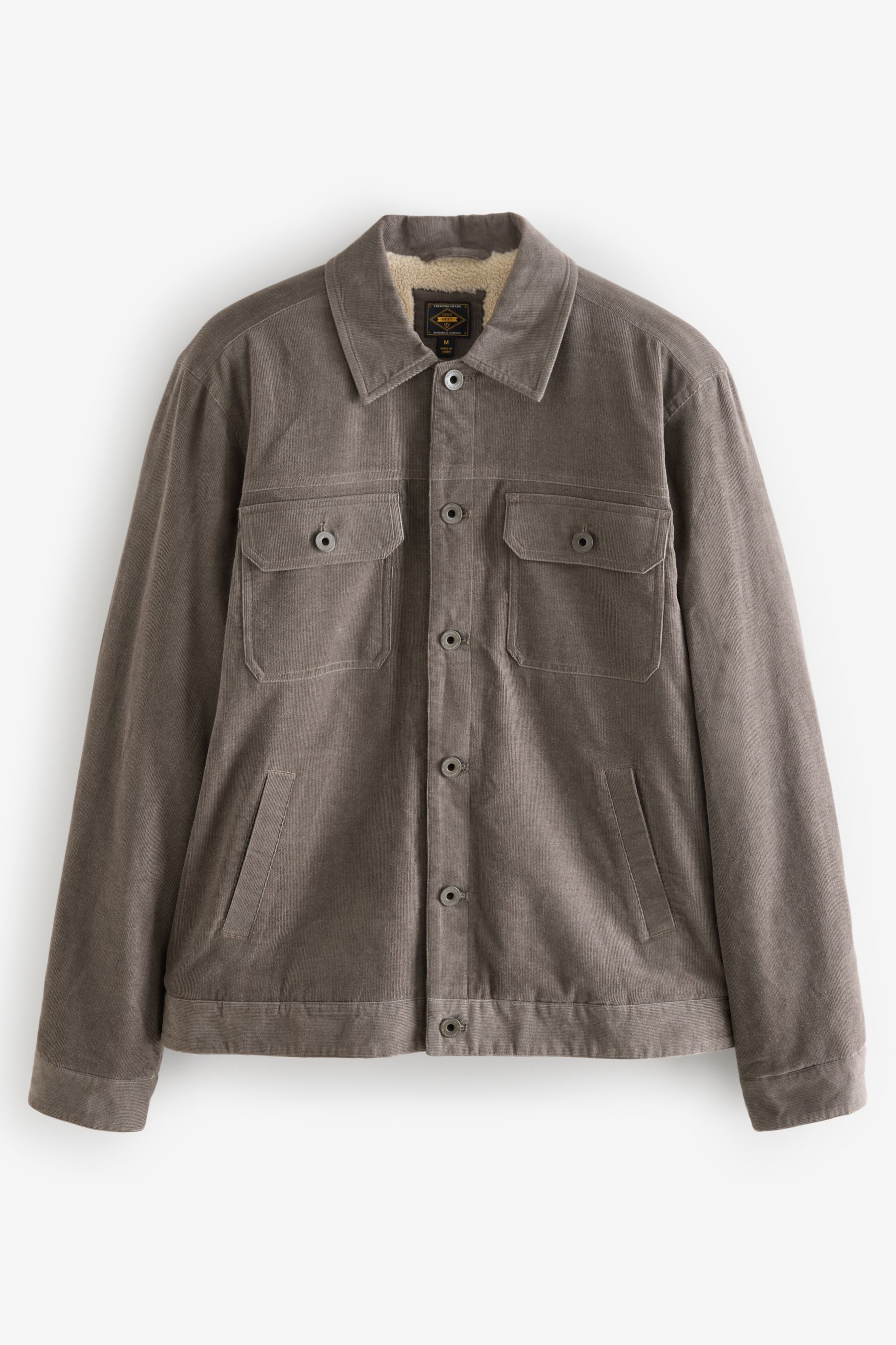 Buy Dark Natural Cord Borg Lined Trucker Jacket from Next Luxembourg