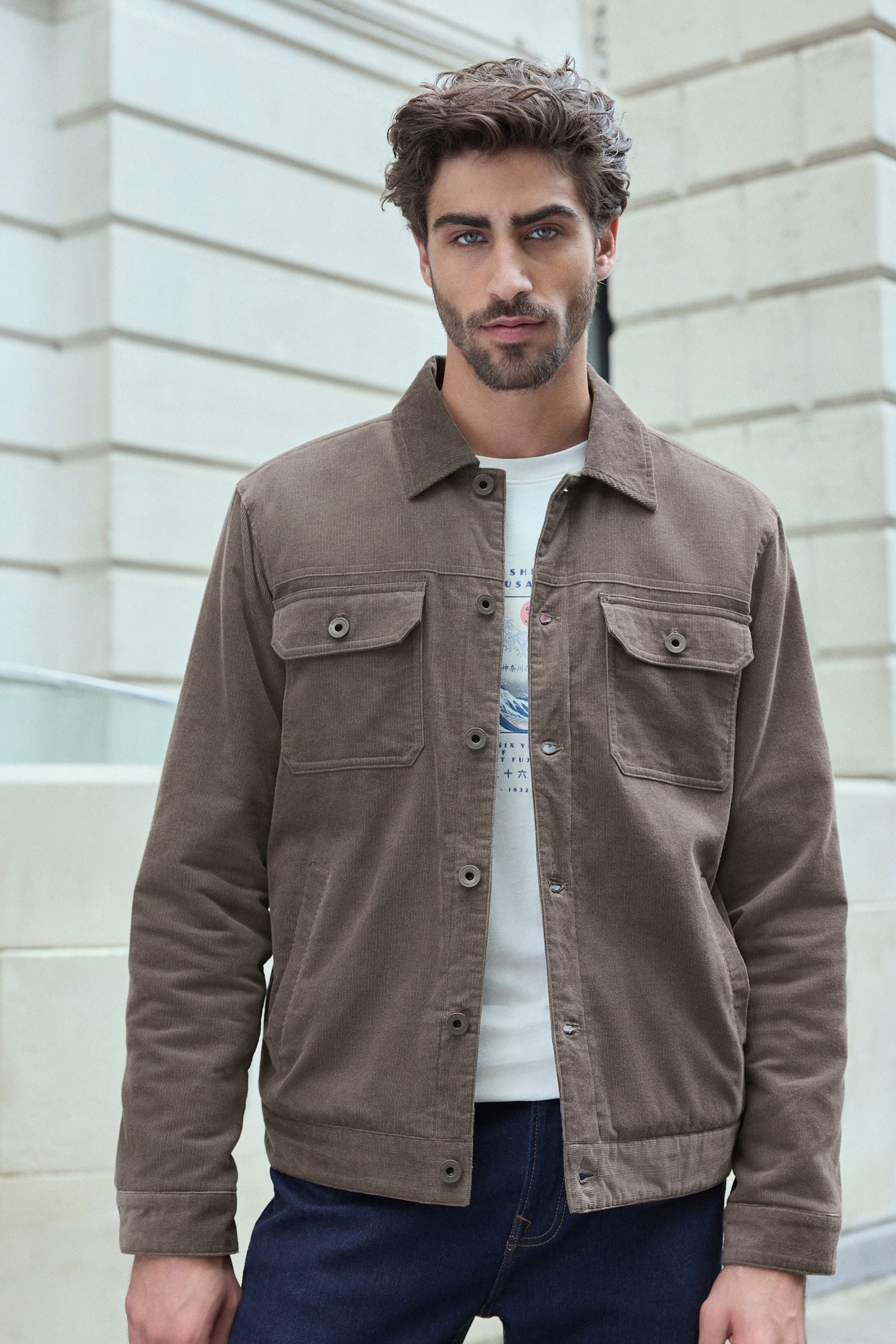 Tan borg lined cord jacket online