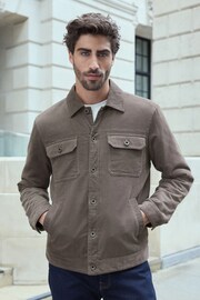 Dark Natural Cord Borg Lined Trucker Jacket - Image 5 of 14