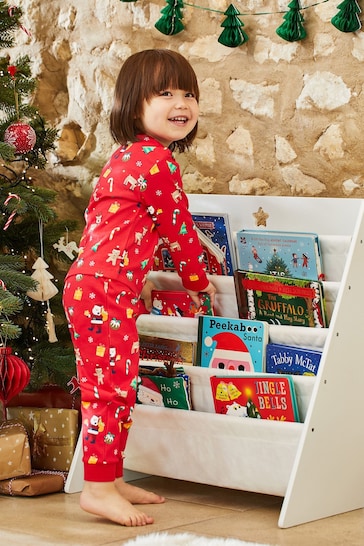 JoJo Maman Bébé Red Kids' Christmas Print Jersey Pyjamas