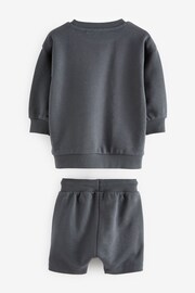 Charcoal Grey Animal Jersey Crew Neck Sweatshirt and Short Set (3mths-7yrs) (3mths-7yrs) - Image 7 of 8