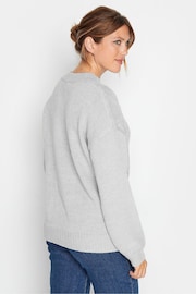 Long Tall Sally Grey Cable Knit Jumper - Image 2 of 4