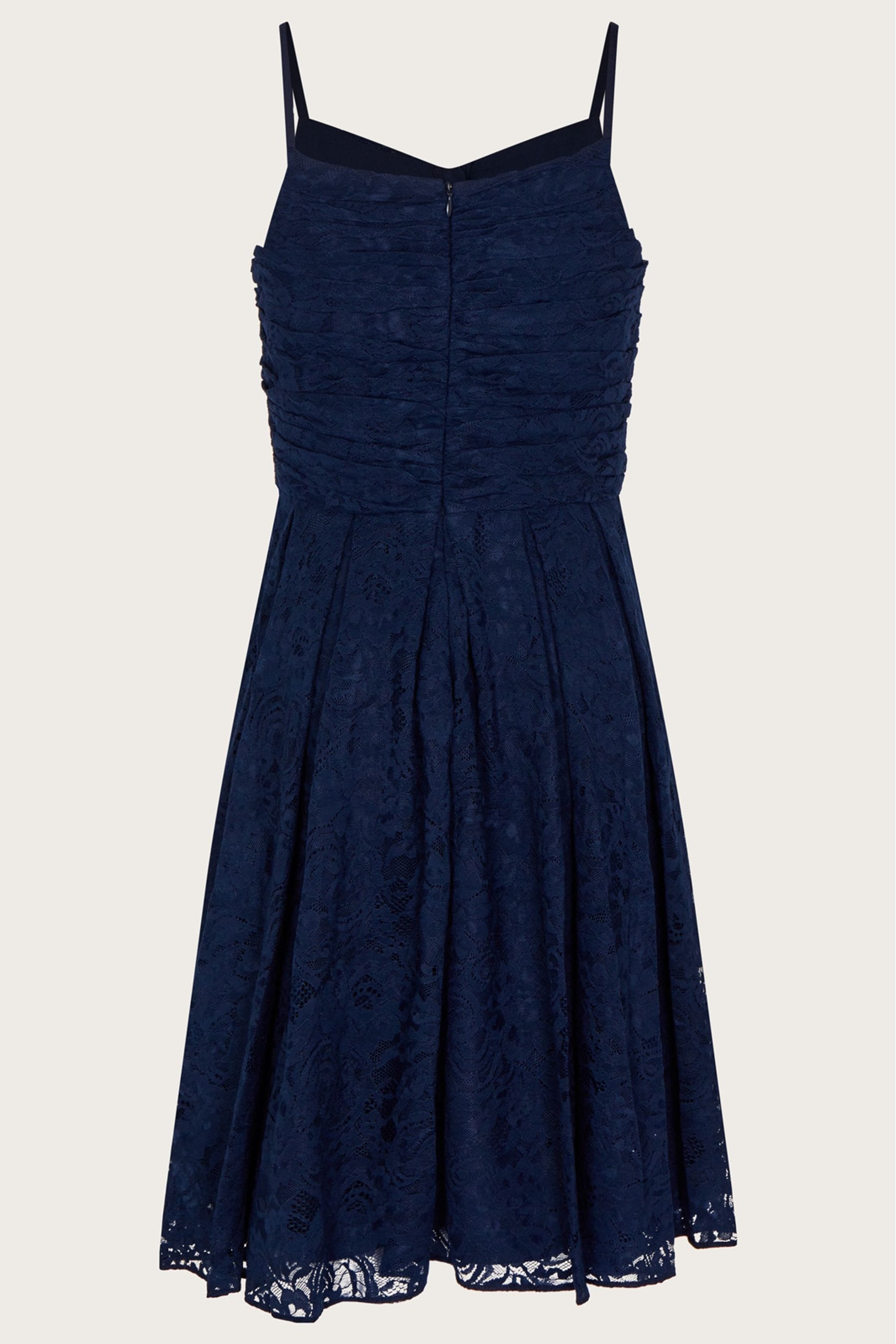 Buy Monsoon Blue Maya Lace Strappy Short Prom Dress from Next Luxembourg