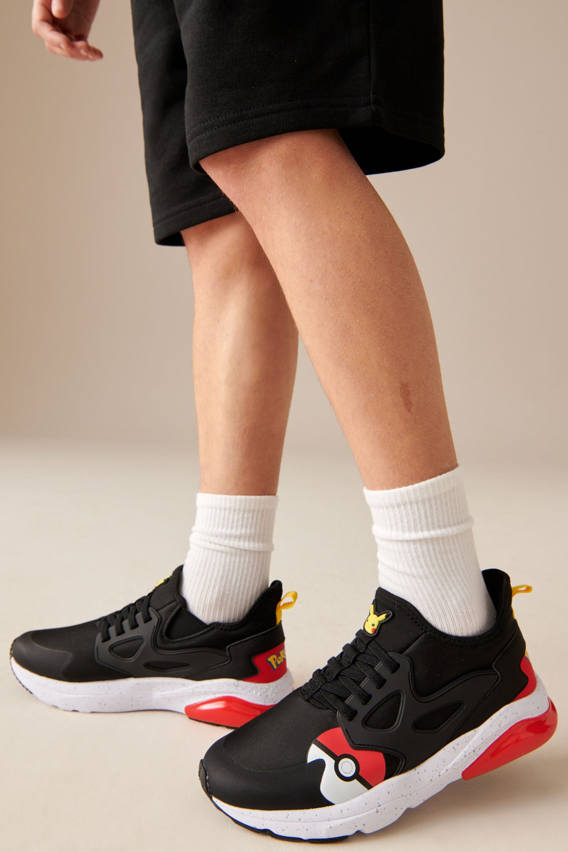 Black/Red Pokemon Elastic Lace Trainers - Image 1 of 6