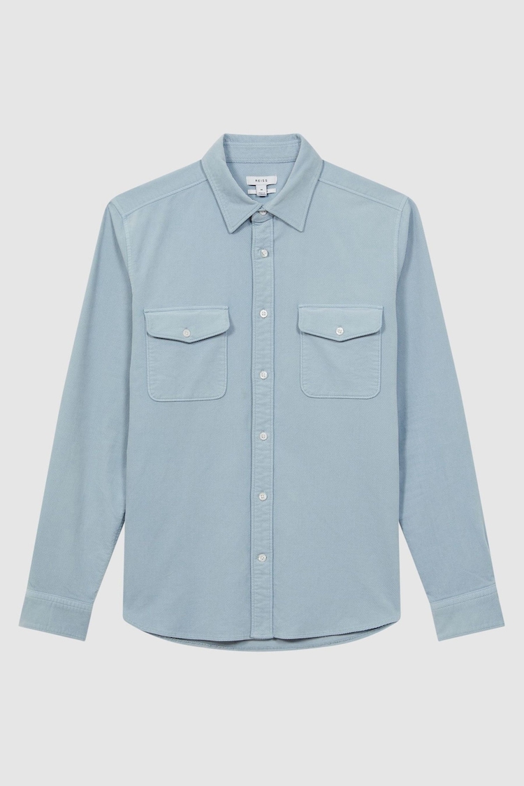 Reiss Soft Blue Cialini Corduroy Twin Pocket Overshirt - Image 2 of 4