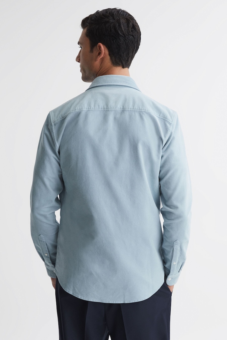 Reiss Soft Blue Cialini Corduroy Twin Pocket Overshirt - Image 4 of 4