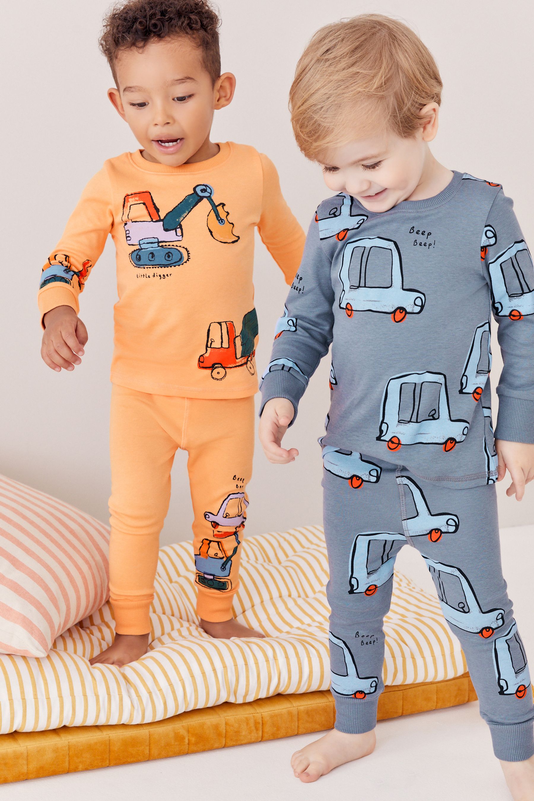 Buy Blue Orange Digger Long Sleeve 3 Pack Pyjamas Set 9mths 8yrs from Next Saudi Arabia