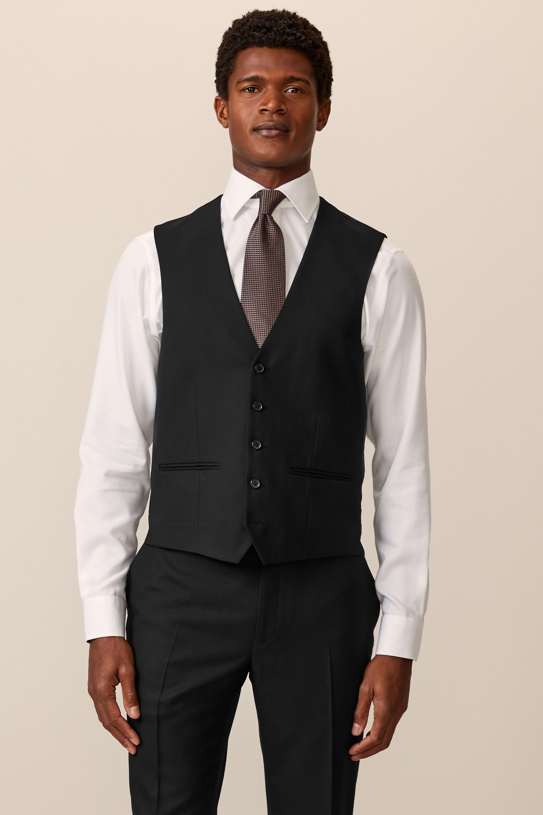 Buy Black Textured Suit Waistcoat from the Next UK online shop