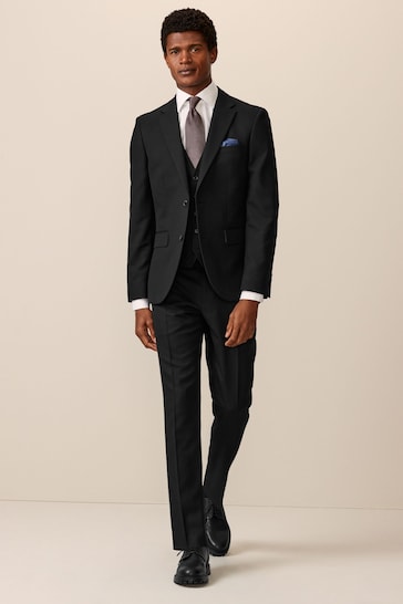 Black Textured Suit: Waistcoat