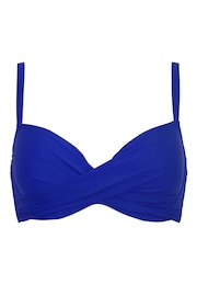 Pour Moi Blue Free Spirit Lightly Padded U/W Twist Front Bikini Top - Image 4 of 5