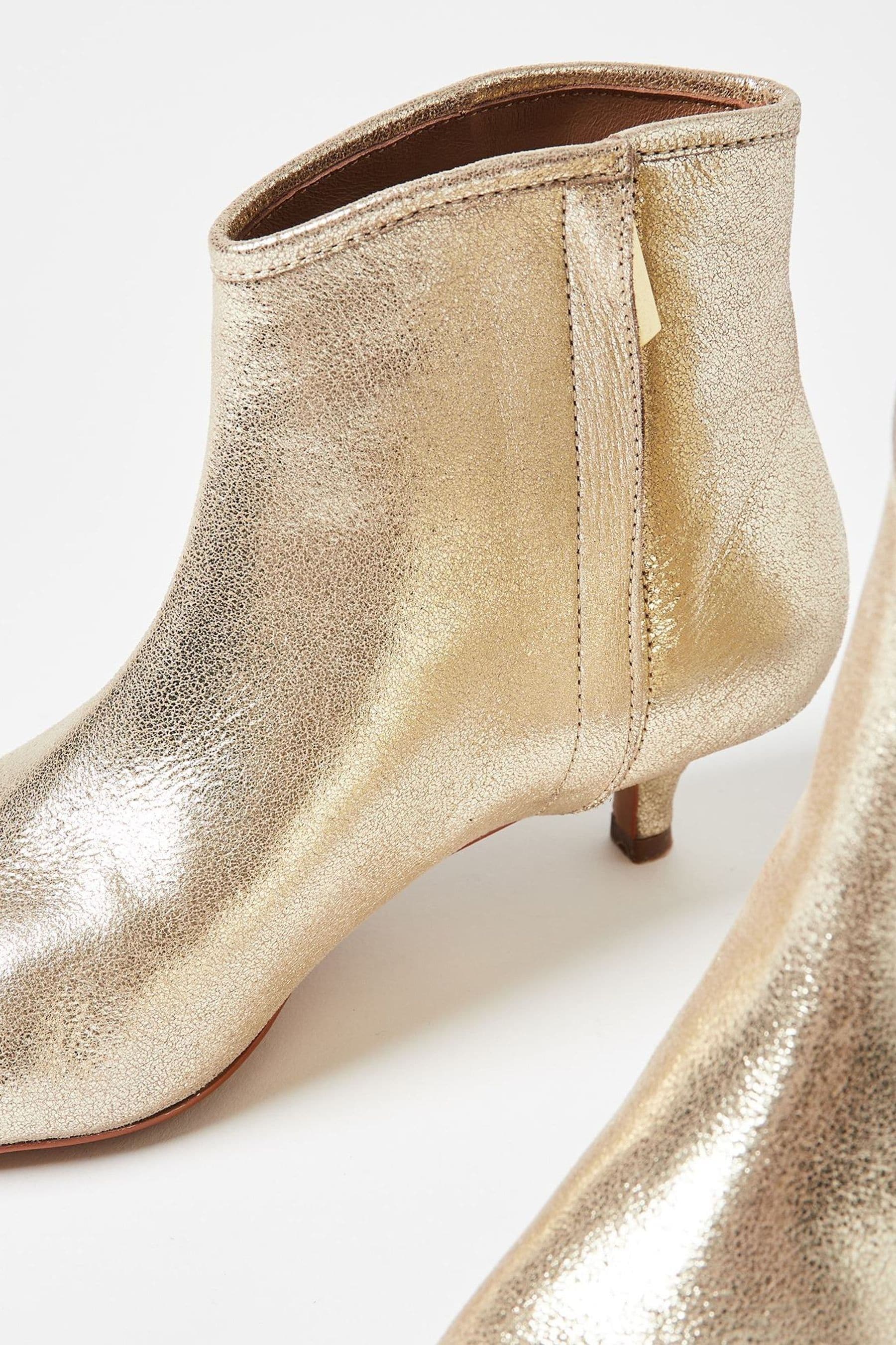 Gold kitten heel boots outlet