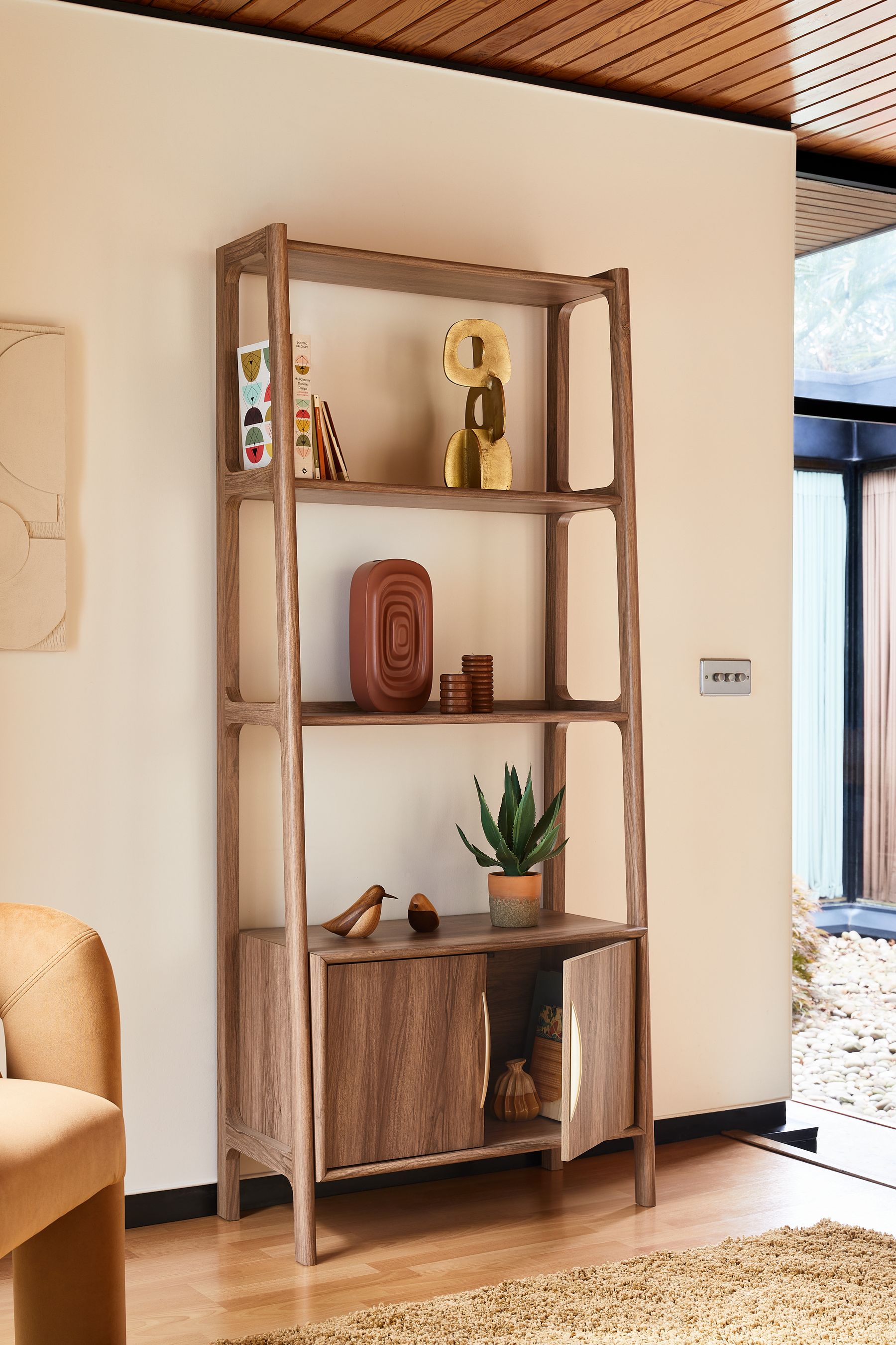 Ladder bookcase walnut sale