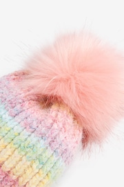 Multi Rainbow Pom Pom Beanie Hat (3-16yrs) - Image 2 of 2