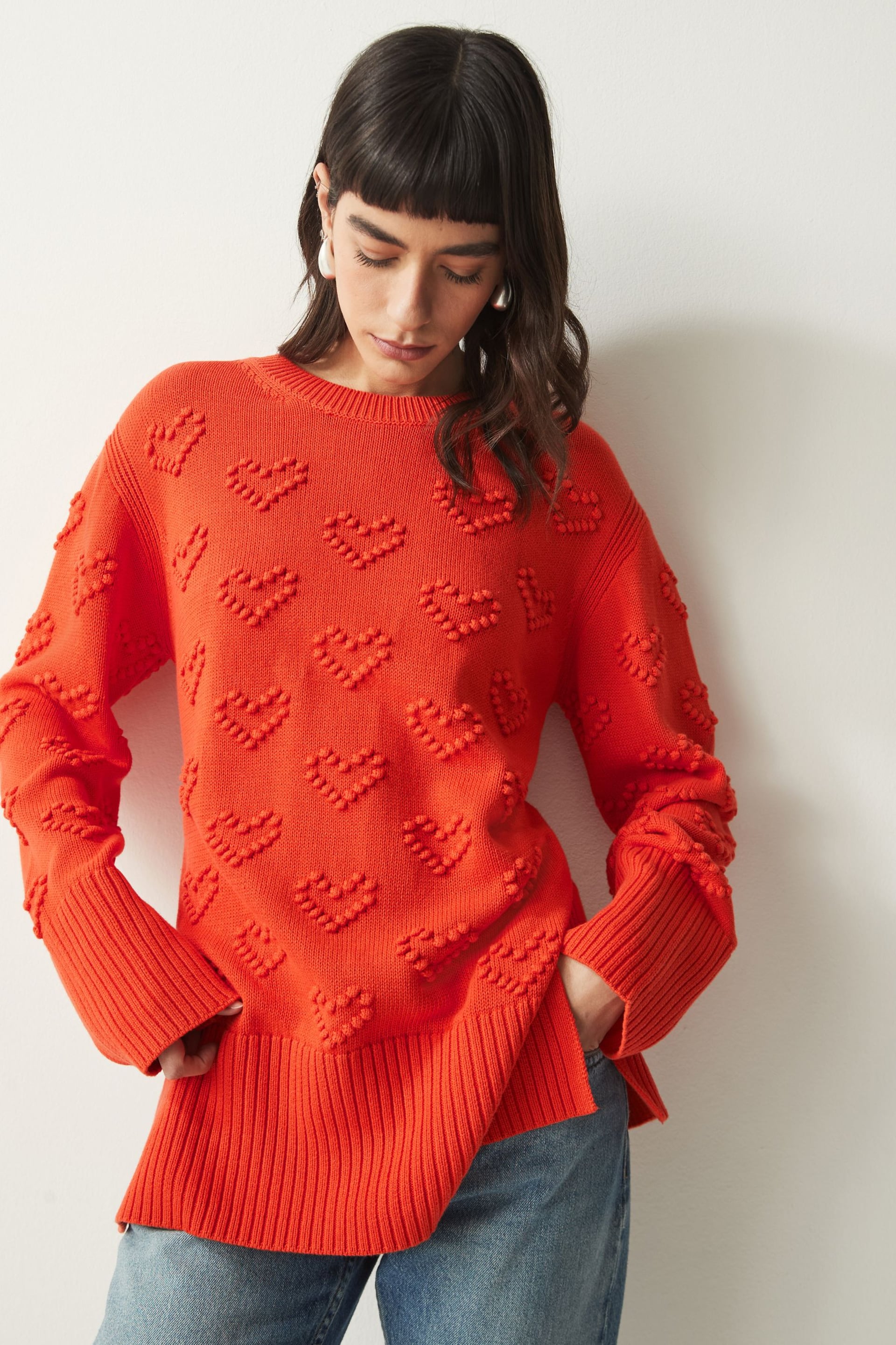 Red Pom Heart Jumper - Image 1 of 7