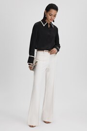 Reiss Black Murphy Silk Contrast Trim Button-Through Shirt - Image 3 of 5