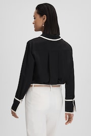 Reiss Black Murphy Silk Contrast Trim Button-Through Shirt - Image 5 of 5