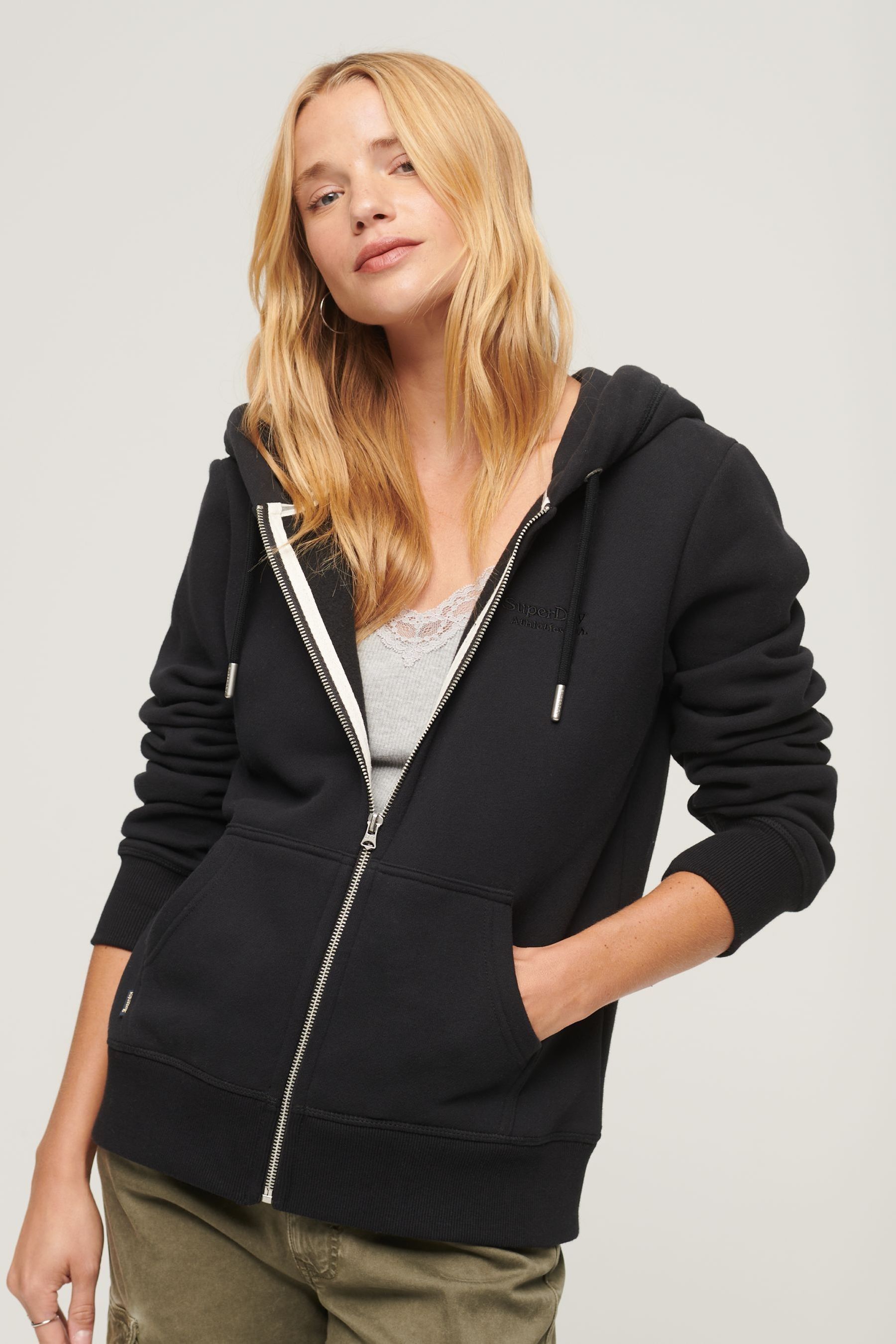 Buy Superdry Black 100 Cotton Essential Logo Zip Hoodie from Next Canada