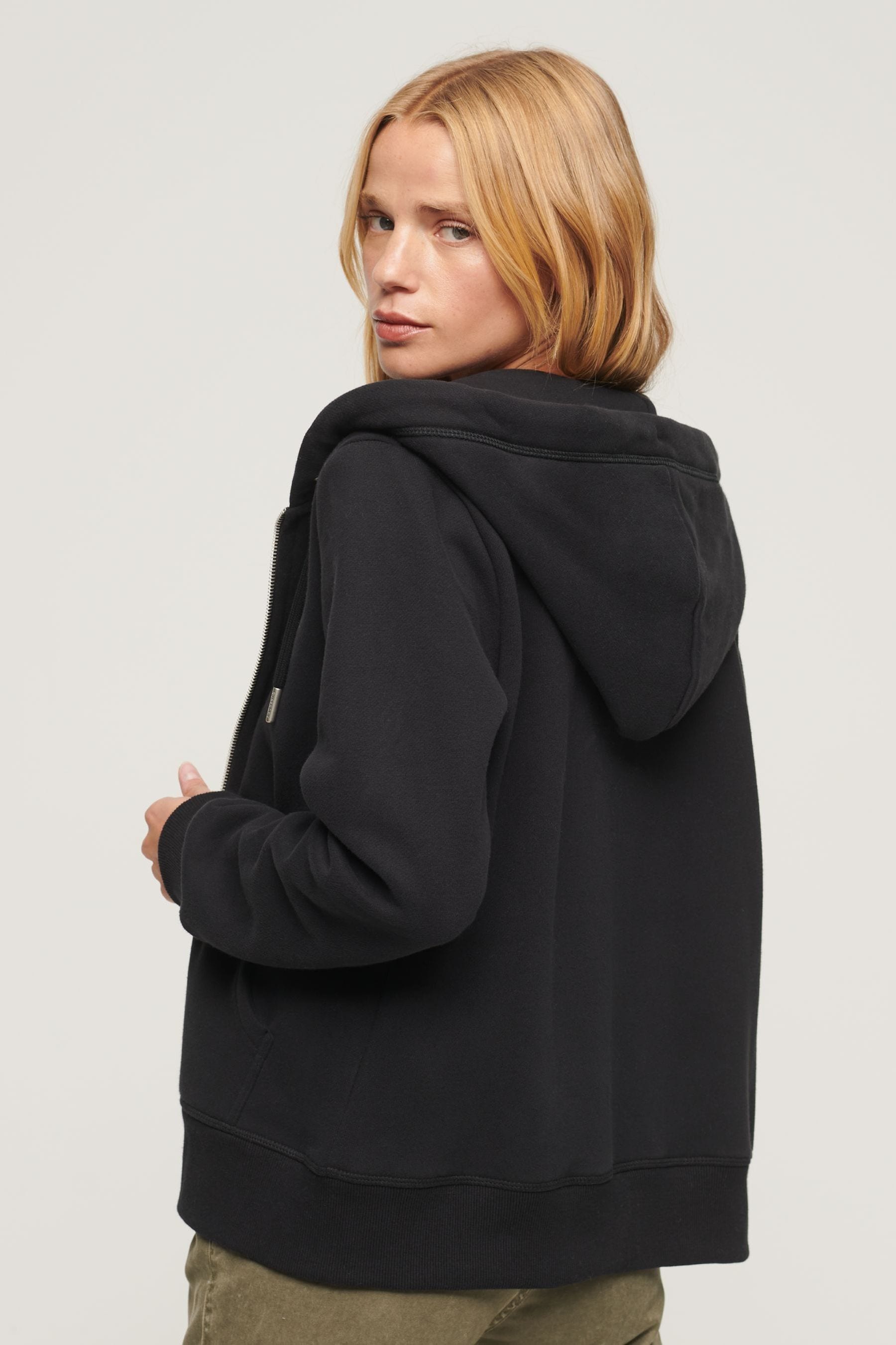 Black superdry zip hoodie clearance