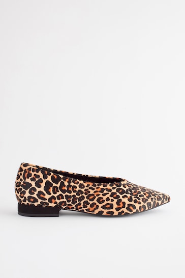 Leopard Forever Comfort® Leather Point Toe Ballerina Shoes