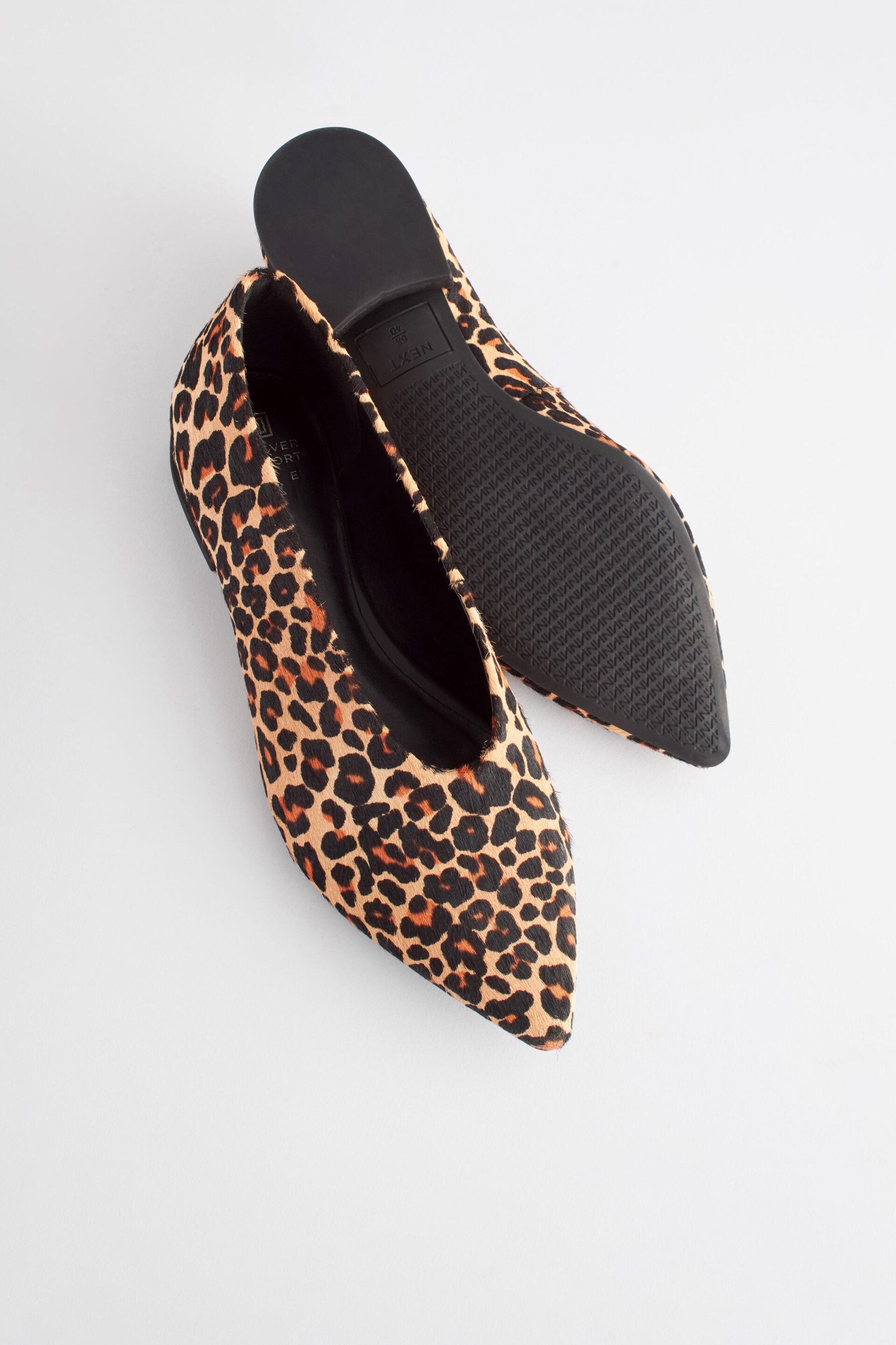 Leopard Forever Comfort® Leather Point Toe Ballerina Shoes - Image 4 of 6