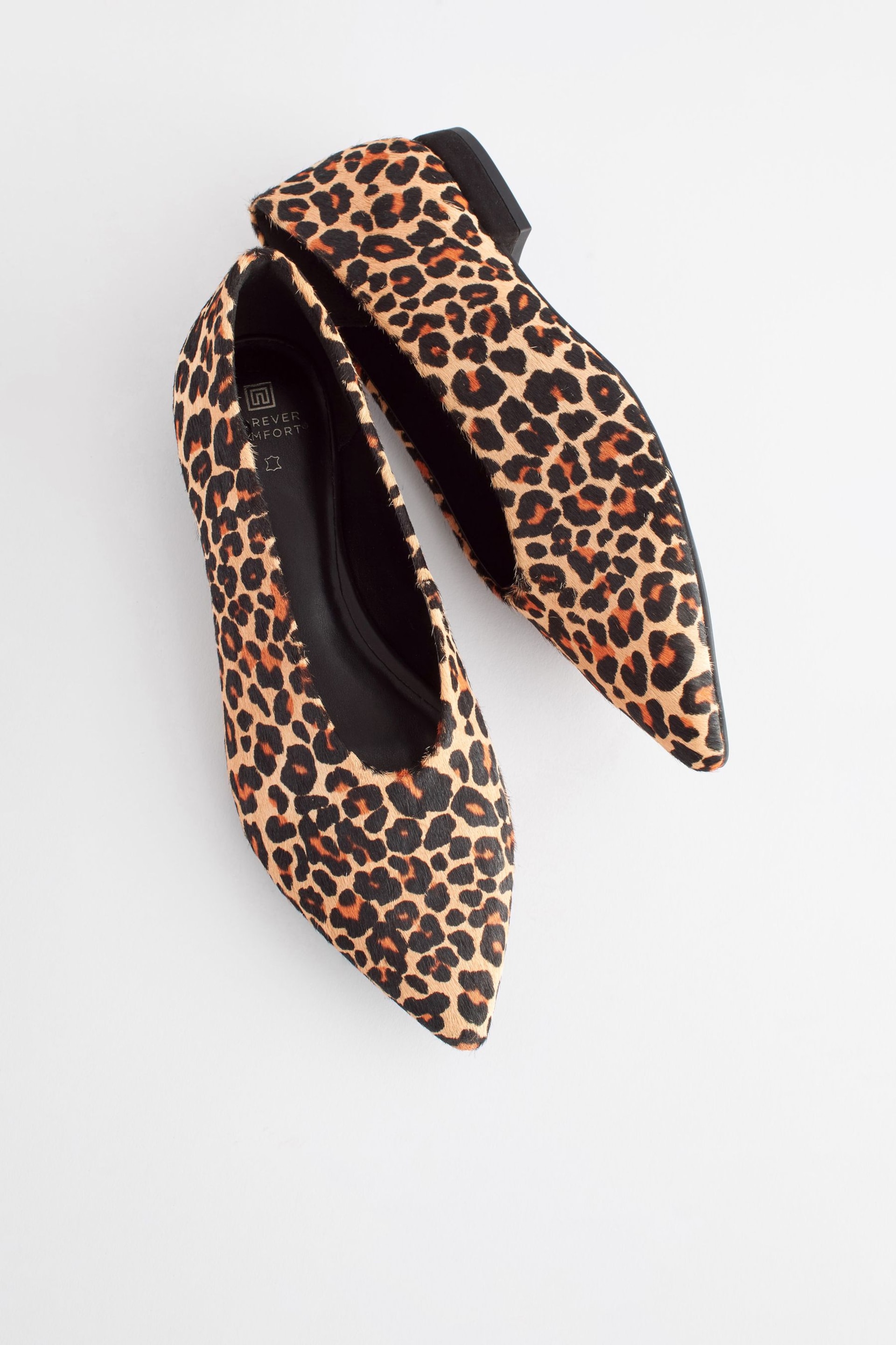 Leopard Forever Comfort® Leather Point Toe Ballerina Shoes - Image 5 of 6