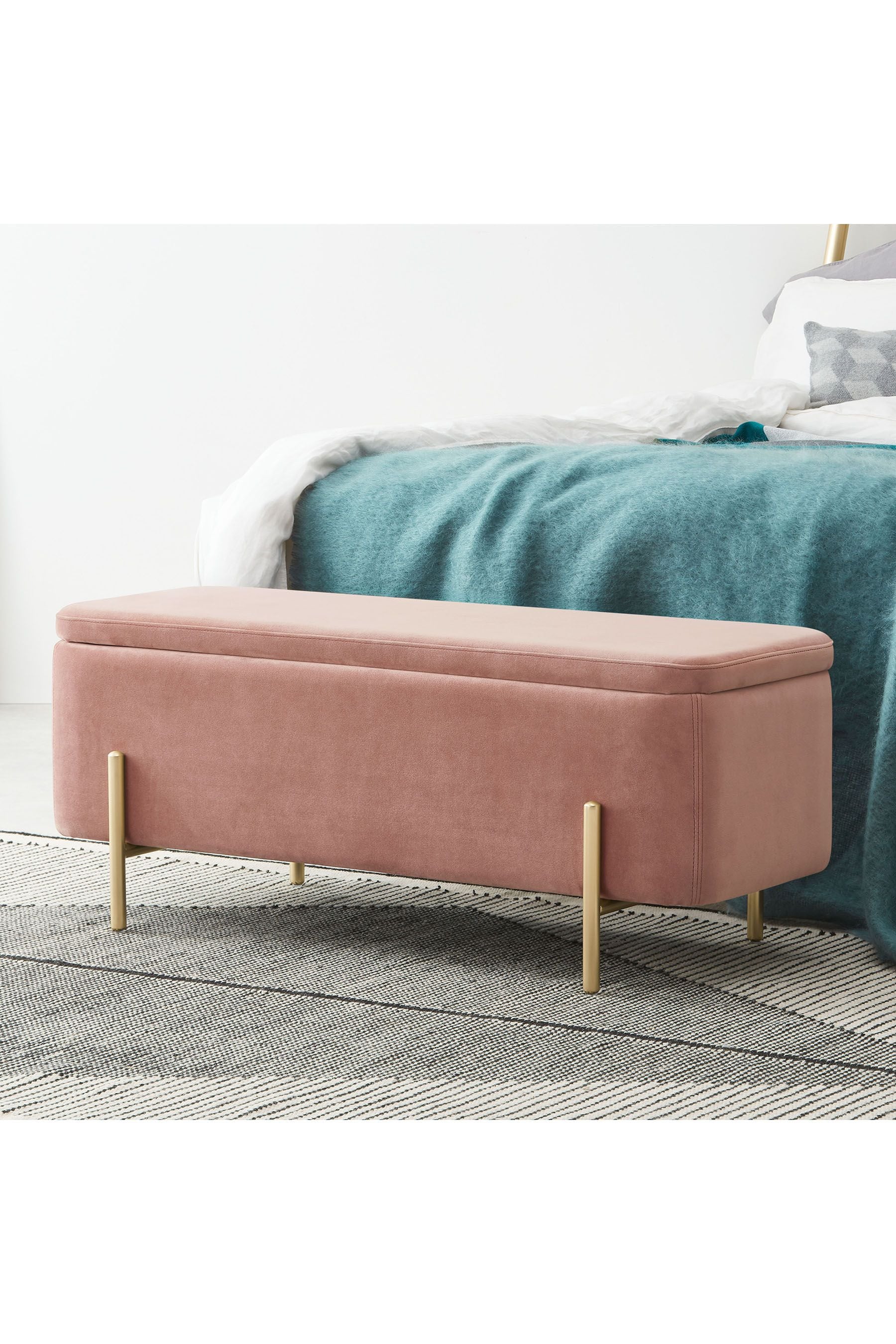 Blush storage shop bench