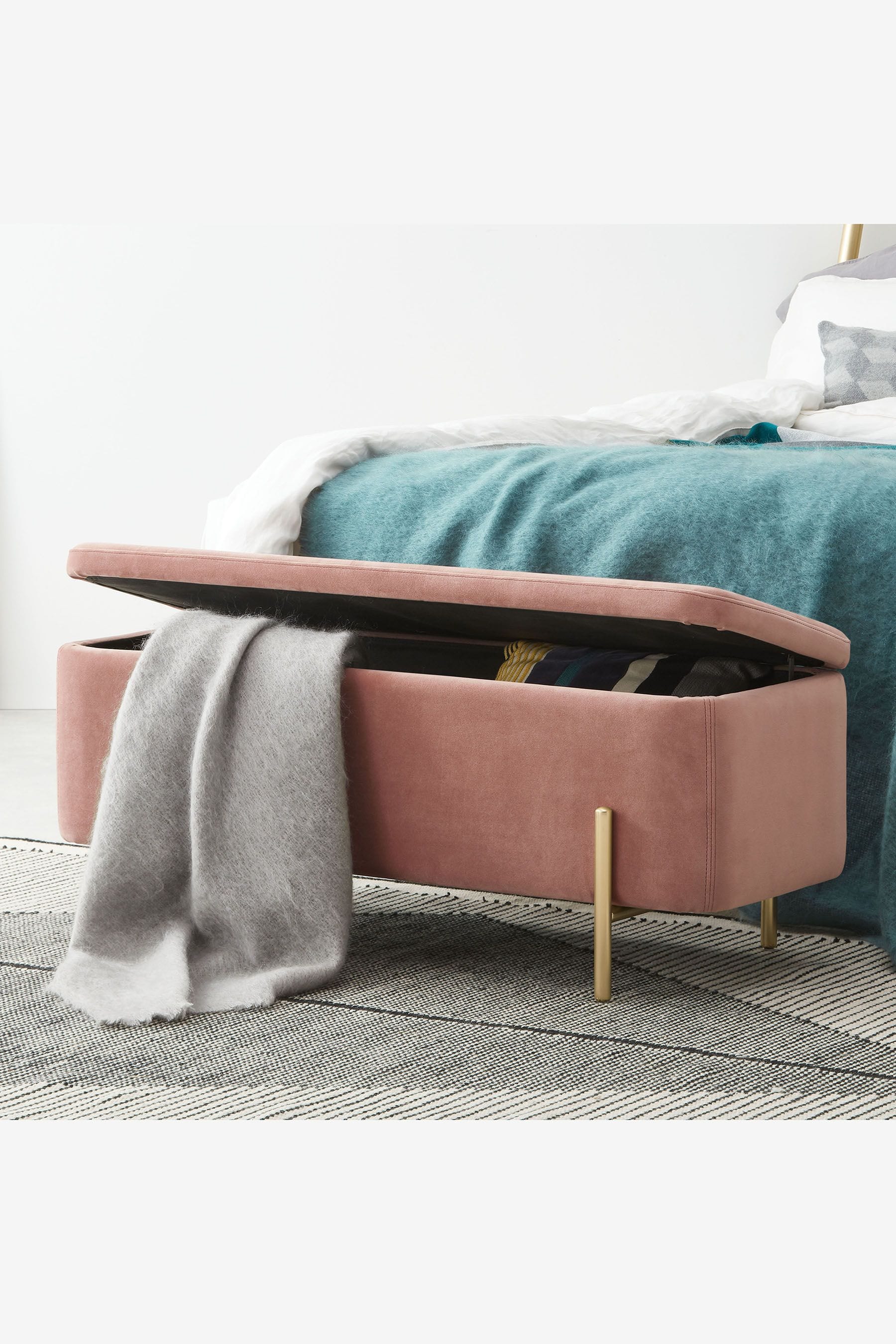 Pink outlet suede ottoman