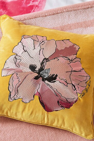 Ted Baker Gold Art Floral Cushion