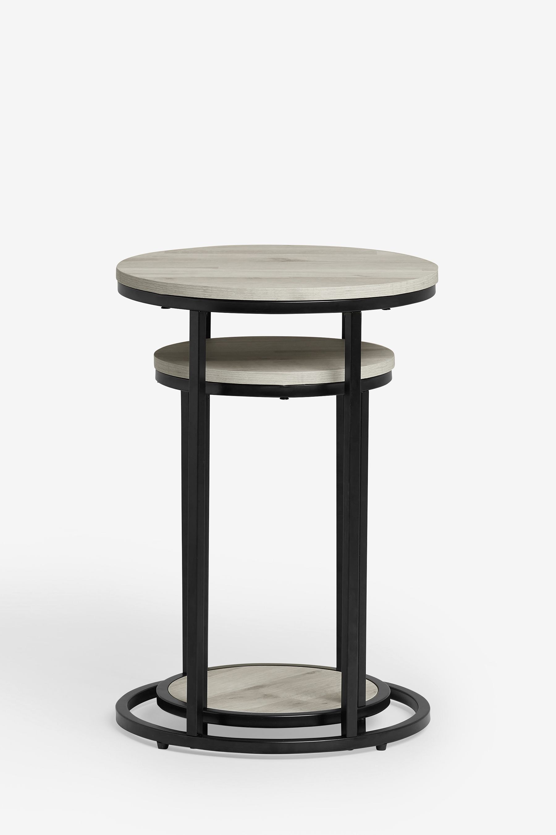 Grey Bronx Oak Effect Round Set of 2 Nest of Tables