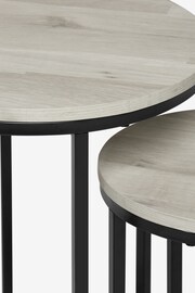 Grey Bronx Oak Effect Round Set of 2 Nest of Tables - Image 3 of 9