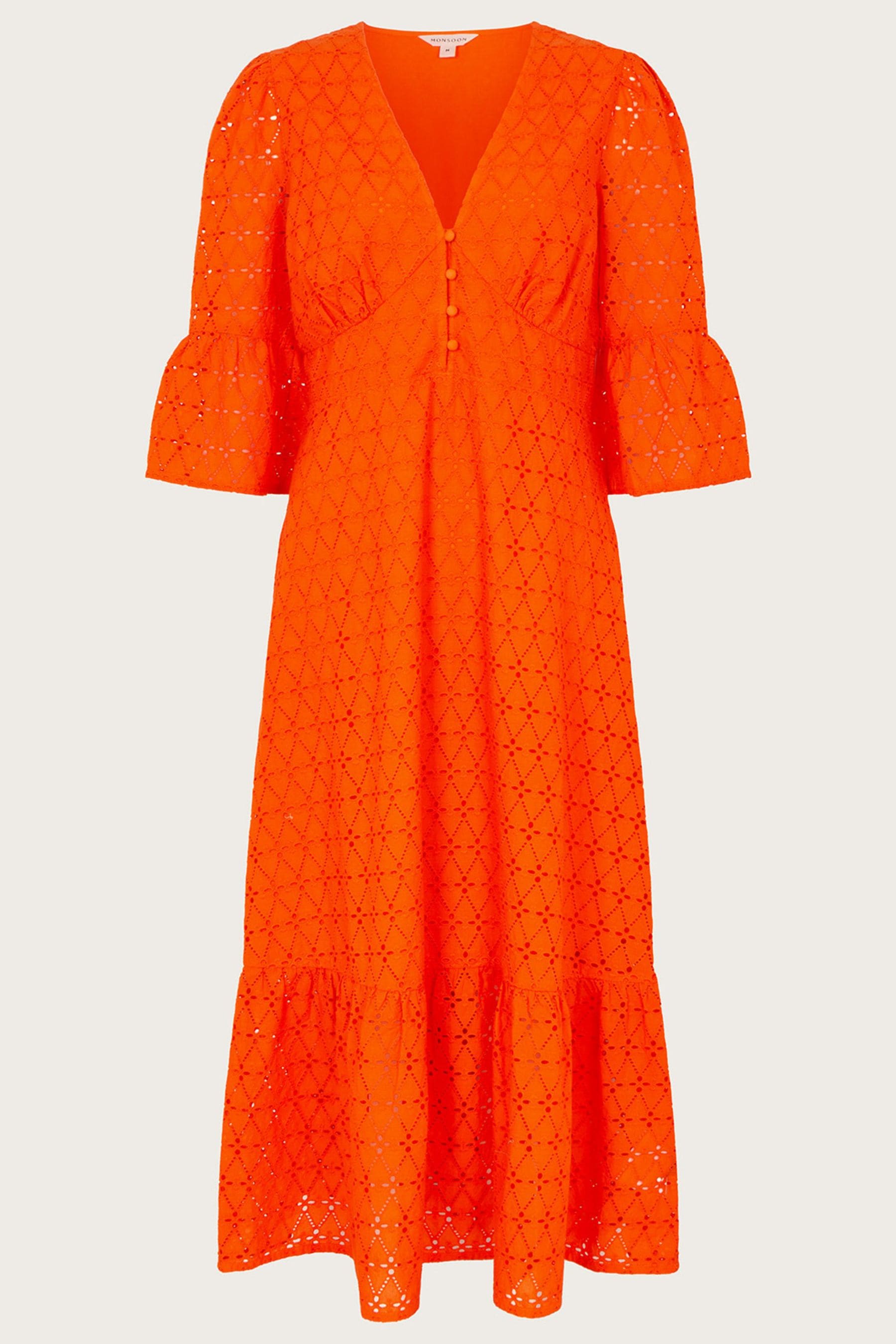 Buy Monsoon Orange Broderie Dress from Next Luxembourg