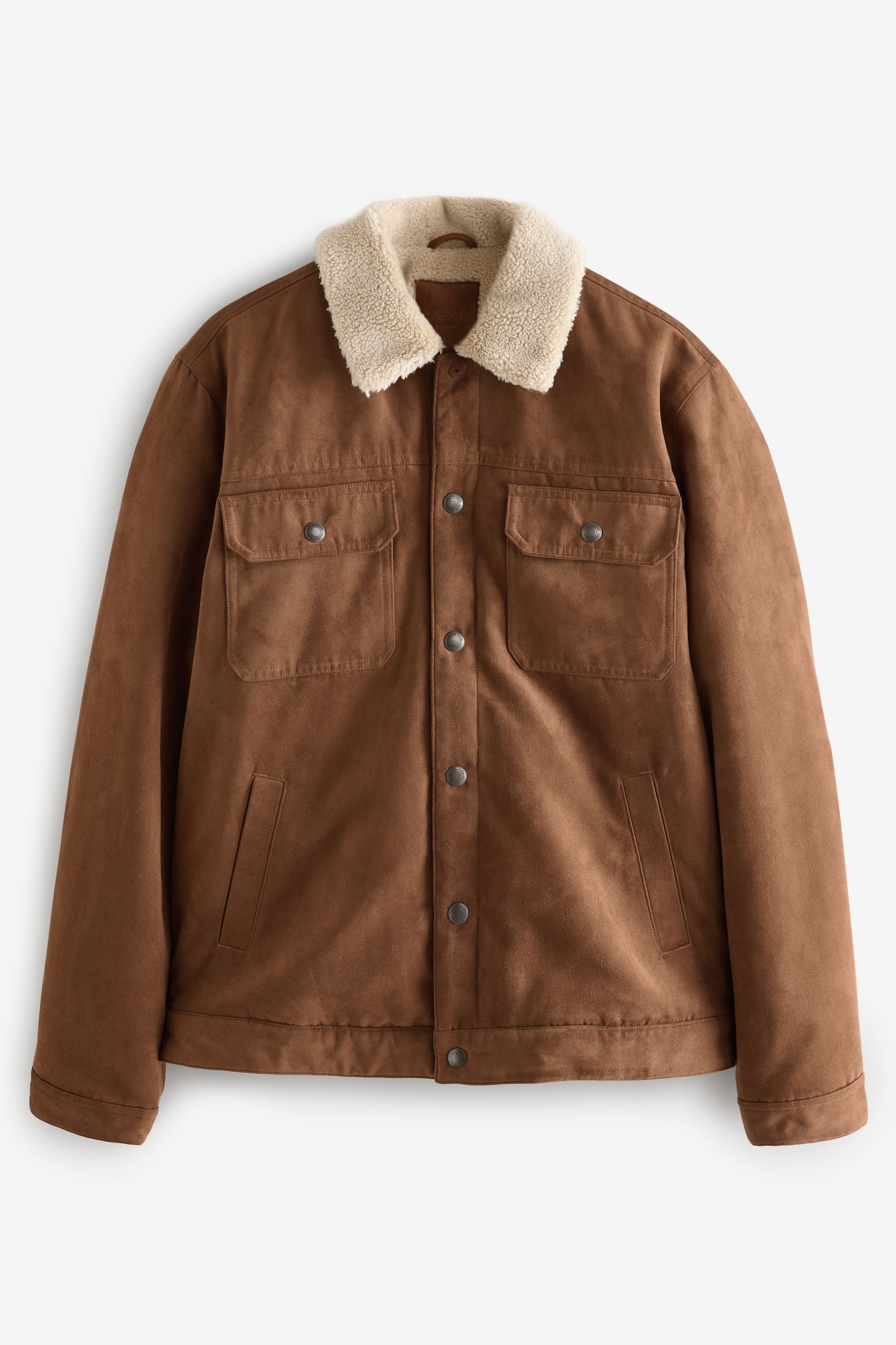 Premium faux suede borg lined biker jacket deals