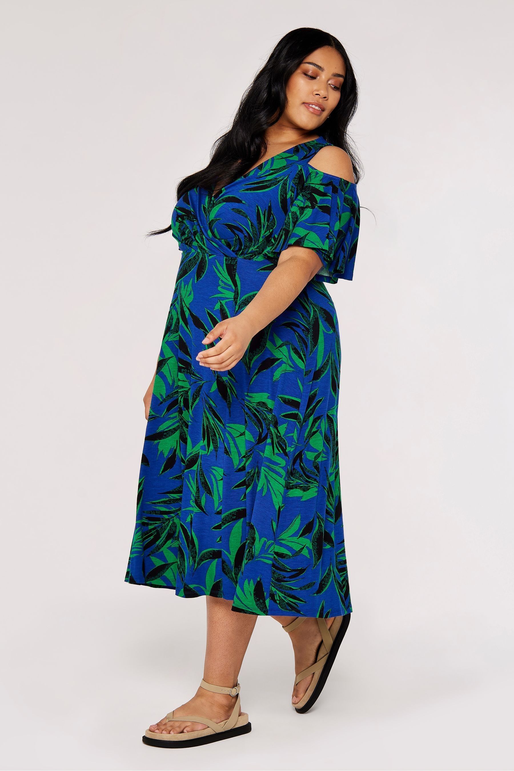 Apricot tropical clearance palm dress