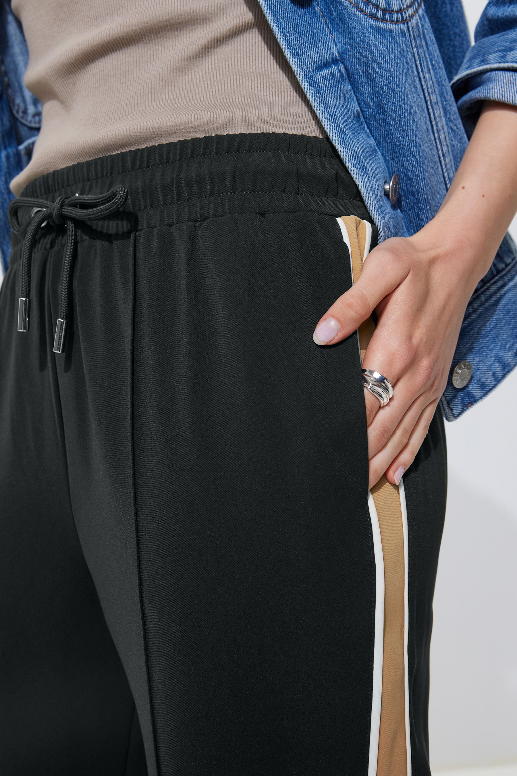 Side stripe denim best sale joggers