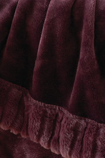 Catherine Lansfield Purple Velvet And Faux Fur Soft and Cosy Throw