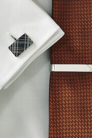 Silver Tone Cufflink And Tie Clip Set - Image 2 of 6