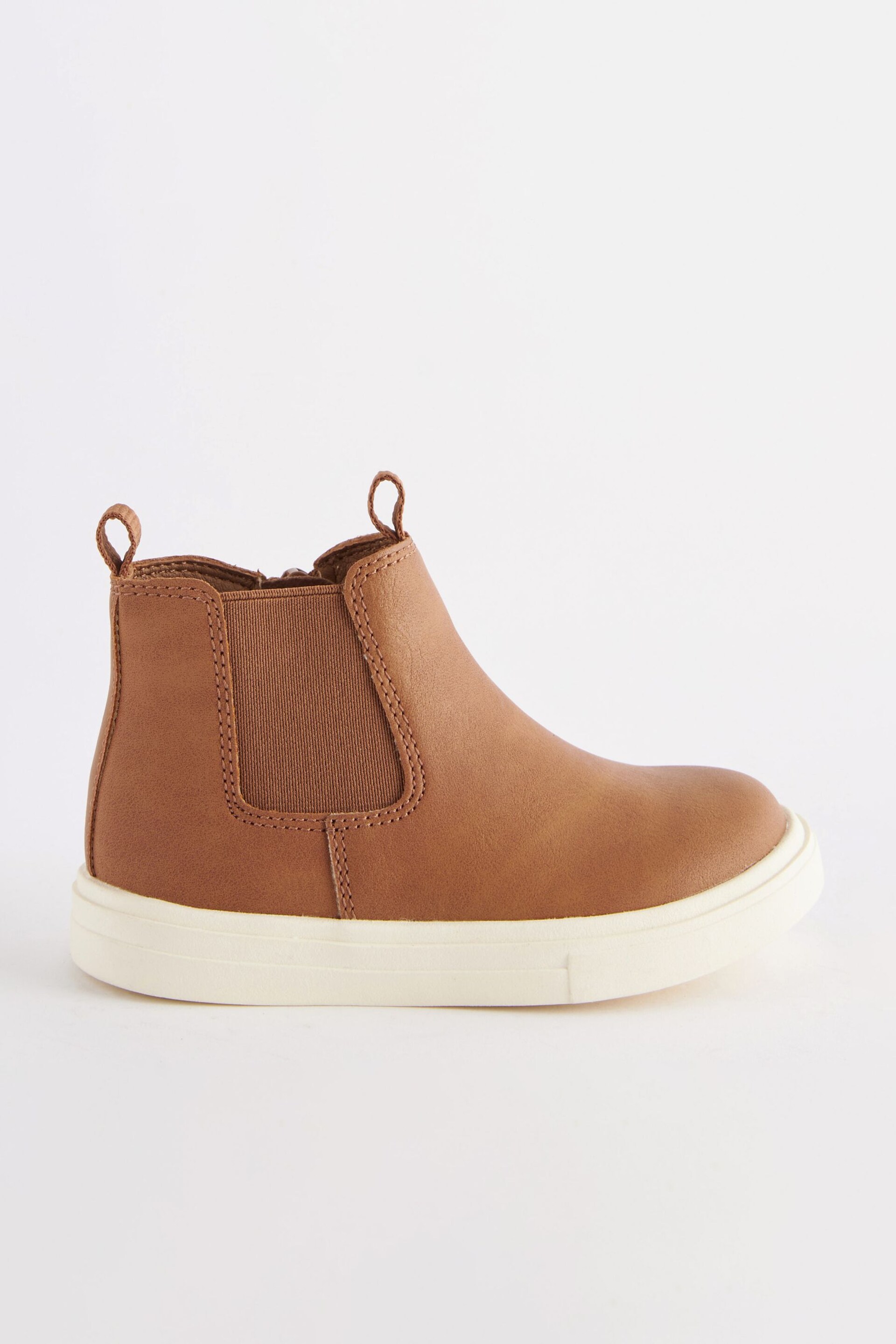 Tan Brown Standard Fit (F) Chelsea Boots with Zip Fastening - Image 2 of 5