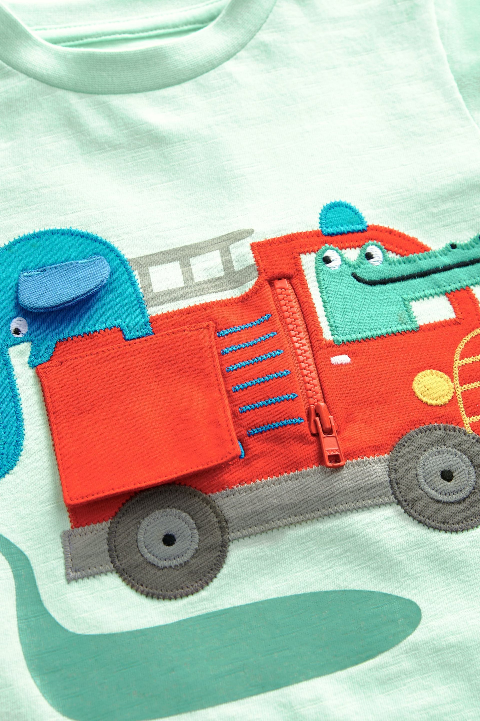 Mint Green Fire Engine Short Sleeve Interactive Character T-Shirt (3mths-7yrs) - Image 5 of 5