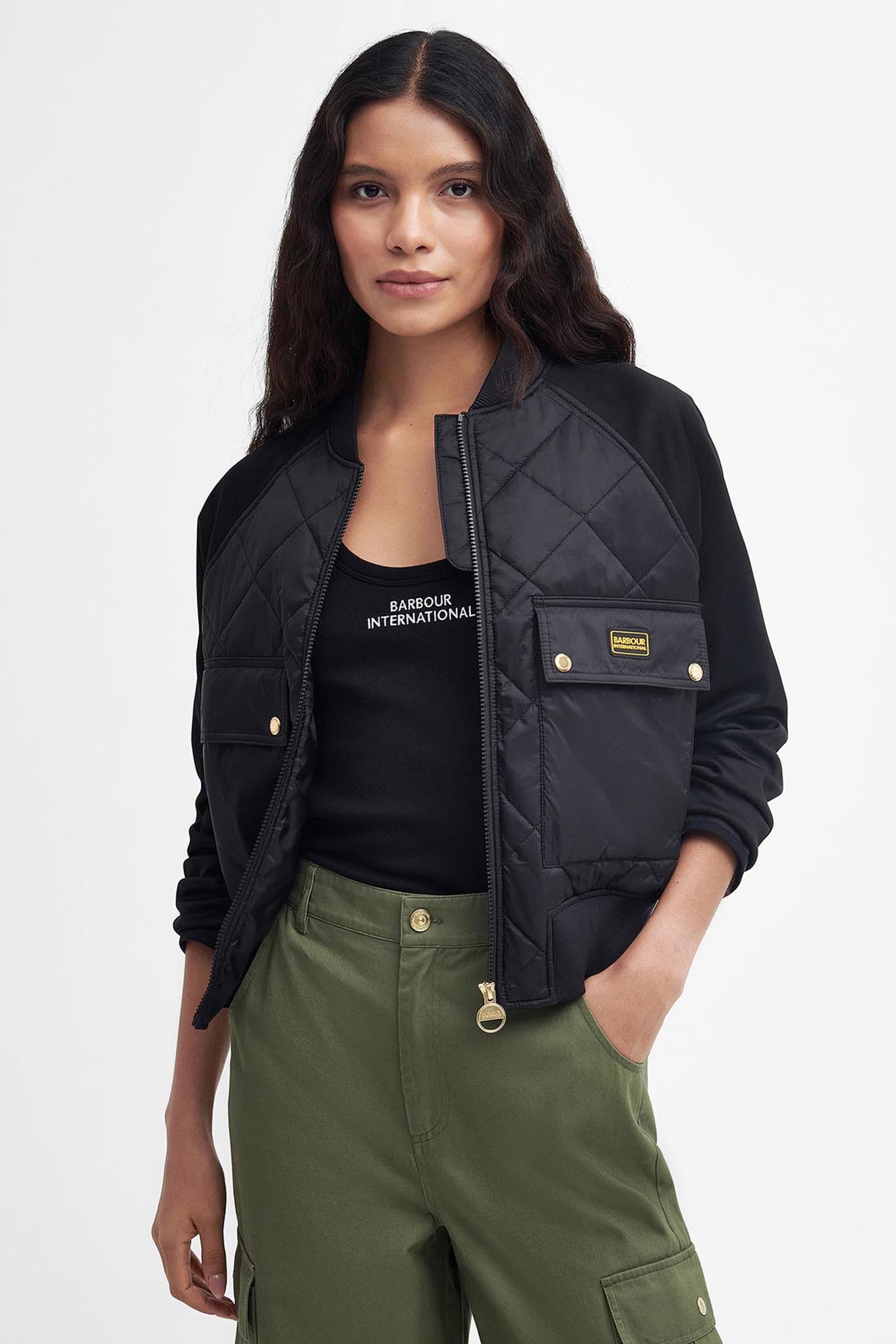 Barbour moss store quilted bomber jacket